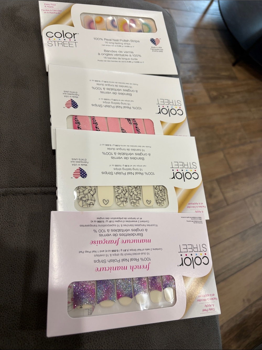 Color Street Pink, Purple, White & Gold Nail Polish Strips Variety Pack